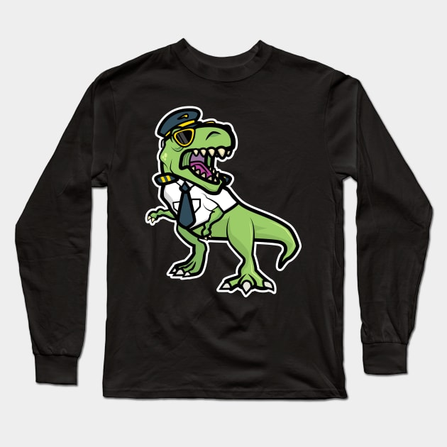 TRex Pilot Long Sleeve T-Shirt by LetsBeginDesigns